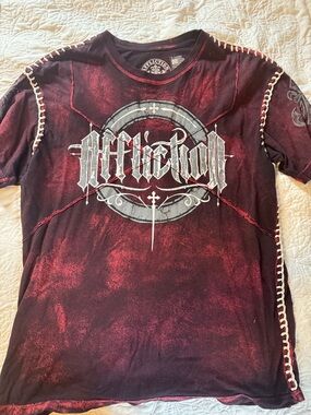Affliction Men's Burgundy Red Graphic Short-Sleeve Tee